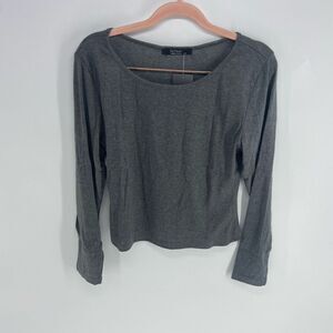 Soteer Women's Dark Gray Ribbed Long Sleeve Boxy T-Shirt NWT Medium